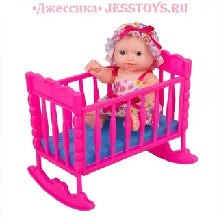 Пупс в кроватке с аксессуарами (№585-34)