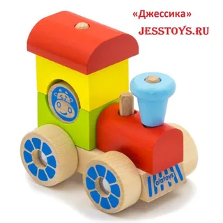 Деревянная каталка-конструктор Паровозик (№ККП02)
