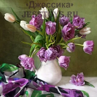 Картина стразами "Букет с тюльпанами " 30*30 (№KM0681)