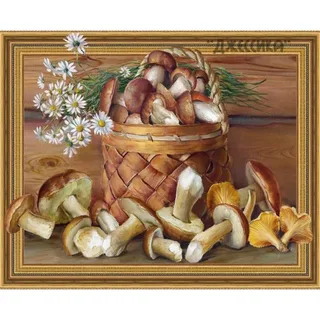 Картина стразами "Натюрморт с грибами" 40*50 (№KM0651)