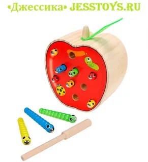 Деревянная рыбалка магнитная Яблоко (№ИД-5550)